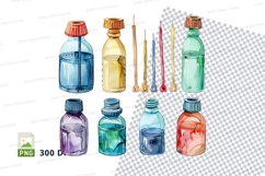 Colorful glass bottles clipart set isolated 3D Product Image 1