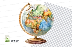 Colorful world globe clipart isolated on white 300 DPI Product Image 1