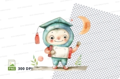 Cute child raincoat holding umbrella clipart illustration Product Image 1