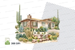 Desert house clipart cactus landscape illustration Product Image 1