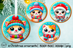 Cute kitten Christmas ornament sublimation designs Product Image 1