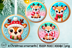 Cute deer Christmas ornament sublimation designs Product Image 1