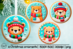 Cute bear Christmas ornament sublimation designs Product Image 1