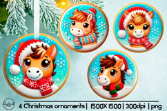 Cute horse Christmas ornament sublimation designs Product Image 1