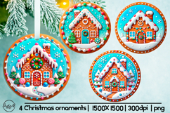 Gingerbread house Christmas ornament sublimation designs Product Image 1