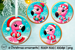 Christmas flamingo ornament sublimation designs Product Image 1