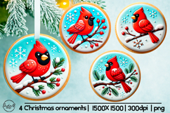 Red cardinal Christmas ornament sublimation designs Product Image 1