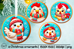 Cute chicken Christmas ornament sublimation designs Product Image 1