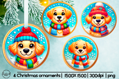 Golden retriever Christmas ornament sublimation designs Product Image 1