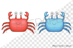 Cute red blue crab SVG PNG Sea Animal Clipart illust summer Product Image 1