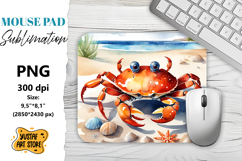 Beach Crab mouse pad sublimation. Watercolor design Product Image 1