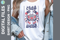 Crab Walk Preppy Coastal Beach PNG Shirt Design Product Image 1