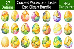 Cracked Watercolor Easter Egg Clipart Bundle Product Image 1