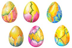 Cracked Watercolor Easter Egg Clipart Bundle Product Image 2