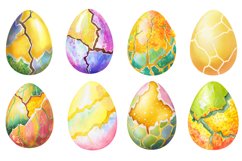 Cracked Watercolor Easter Egg Clipart Bundle Product Image 4