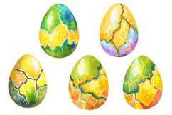 Cracked Watercolor Easter Egg Clipart Bundle Product Image 5