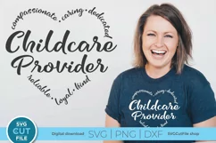 Craft coworker gifts with this Childcare Provider SVG. Design personalized shirts and tote bags to show gratitude. Compatible with Cricut and Silhouette machines.