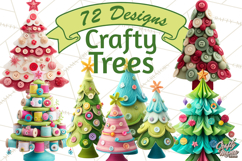 Crafty Christmas Tree Clipart, Kawaii Holiday PNG, Festive Product Image 8