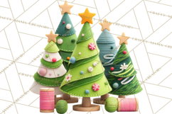 Crafty Christmas Tree Clipart, Kawaii Holiday PNG, Festive Product Image 2