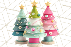 Crafty Christmas Tree Clipart, Kawaii Holiday PNG, Festive Product Image 4