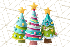 Crafty Christmas Tree Clipart, Kawaii Holiday PNG, Festive Product Image 5