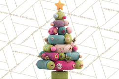 Crafty Christmas Tree Clipart, Kawaii Holiday PNG, Festive Product Image 3