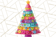 Crafty Christmas Tree Clipart, Kawaii Holiday PNG, Festive Product Image 4