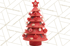 Crafty Christmas Tree Clipart, Kawaii Holiday PNG, Festive Product Image 3