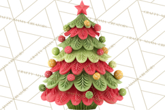 Crafty Christmas Tree Clipart, Kawaii Holiday PNG, Festive Product Image 4
