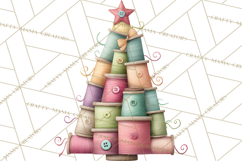 Crafty Christmas Tree Clipart, Kawaii Holiday PNG, Festive Product Image 5