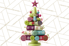 Crafty Christmas Tree Clipart, Kawaii Holiday PNG, Festive Product Image 2