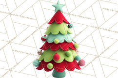 Crafty Christmas Tree Clipart, Kawaii Holiday PNG, Festive Product Image 4
