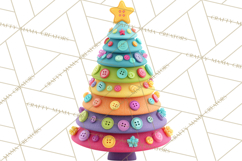 Crafty Christmas Tree Clipart, Kawaii Holiday PNG, Festive Product Image 5