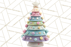 Crafty Christmas Tree Clipart, Kawaii Holiday PNG, Festive Product Image 2