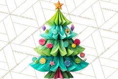 Crafty Christmas Tree Clipart, Kawaii Holiday PNG, Festive Product Image 4