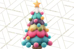 Crafty Christmas Tree Clipart, Kawaii Holiday PNG, Festive Product Image 5