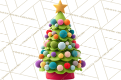 Crafty Christmas Tree Clipart, Kawaii Holiday PNG, Festive Product Image 2