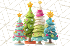 Crafty Christmas Tree Clipart, Kawaii Holiday PNG, Festive Product Image 2
