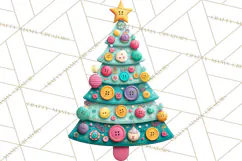 Crafty Christmas Tree Clipart, Kawaii Holiday PNG, Festive Product Image 2