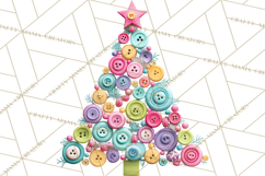 Crafty Christmas Tree Clipart, Kawaii Holiday PNG, Festive Product Image 3
