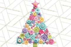 Crafty Christmas Tree Clipart, Kawaii Holiday PNG, Festive Product Image 3