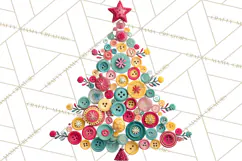 Crafty Christmas Tree Clipart, Kawaii Holiday PNG, Festive Product Image 4