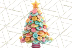 Crafty Christmas Tree Clipart, Kawaii Holiday PNG, Festive Product Image 5