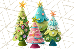 Crafty Christmas Tree Clipart, Kawaii Holiday PNG, Festive Product Image 3