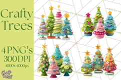 Crafty Christmas Tree Clipart, Kawaii Holiday PNG, Festive Product Image 1