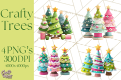 Crafty Christmas Tree Clipart, Kawaii Holiday PNG, Festive Product Image 1