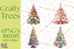 Crafty Christmas Tree Clipart, Kawaii Holiday PNG, Festive Product Image 1