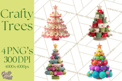 Crafty Christmas Tree Clipart, Kawaii Holiday PNG, Festive Product Image 1