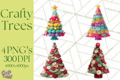Crafty Christmas Tree Clipart, Kawaii Holiday PNG, Festive Product Image 1
