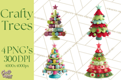 Crafty Christmas Tree Clipart, Kawaii Holiday PNG, Festive Product Image 1